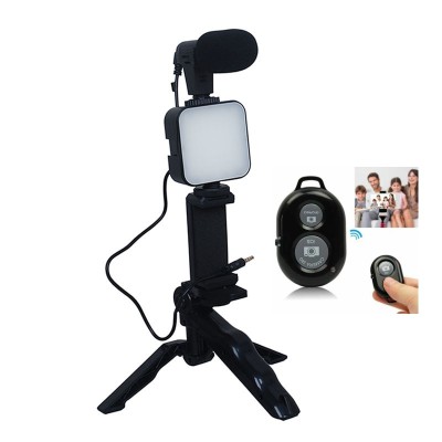 Smartphone Vlogging Set Video Kit With Table Tripod Mic LED Light Phone Holder Remote Control Video Making Kit