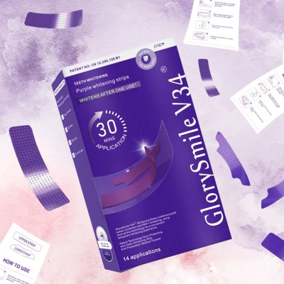 GlorySmile V34 Purple Teeth Whitening Strips-মাত্র ৩০ মিনিটে দাঁত সাদা করার ট্রিটমেন্ট (১৪ অ্যাপ্লিকেশন)
