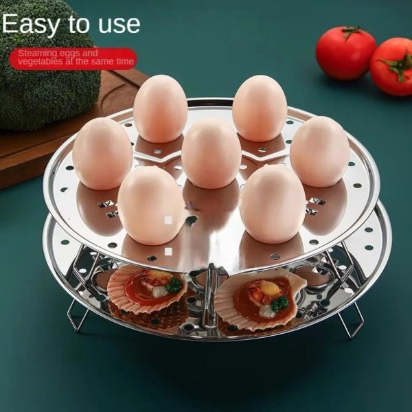 Round Stainless Steel Steamer with Water Separation Design for Cooking Steamed Foods, Detachable Egg Steaming Rack