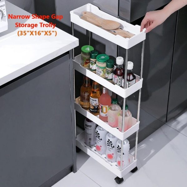 Narrow Type Multi Purpose Gap Storage Trolly Rack Multifunctional Movable Gap Storage Cart