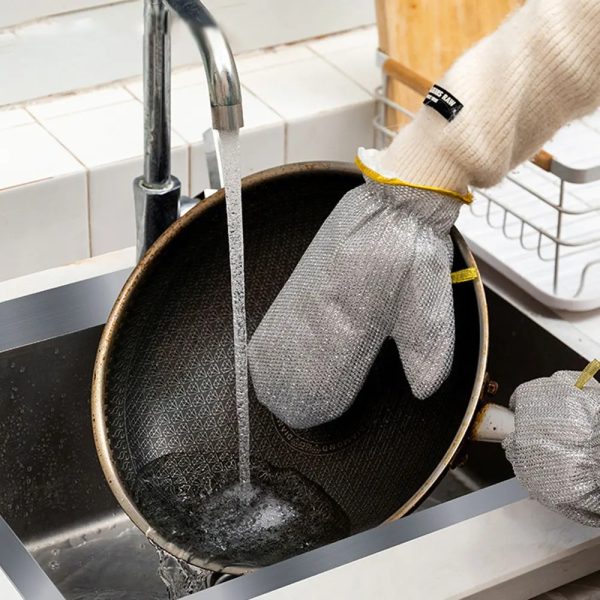 2 pcs Multipurpose Steel Kitchen Dishcloth Wire Dishwashing Rag Clean Glove Wet/dry Multipurpose Wire Miracle Cleaning Cloths