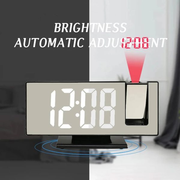 LED Mirror Clock With Projector Display